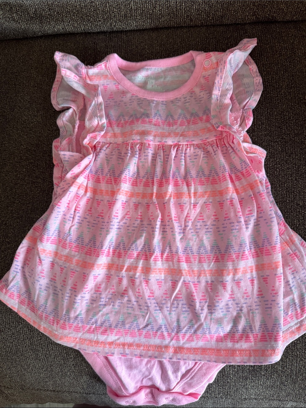 Garanimals Pink Patterned Ruffle Sleeve Bodysuit Top